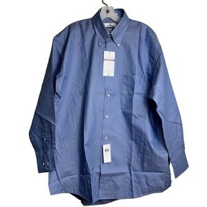 NWT Enro Ultra Pinpoint‎ Dress Shirt Blue 17 32/33 Button Down Collar Solid